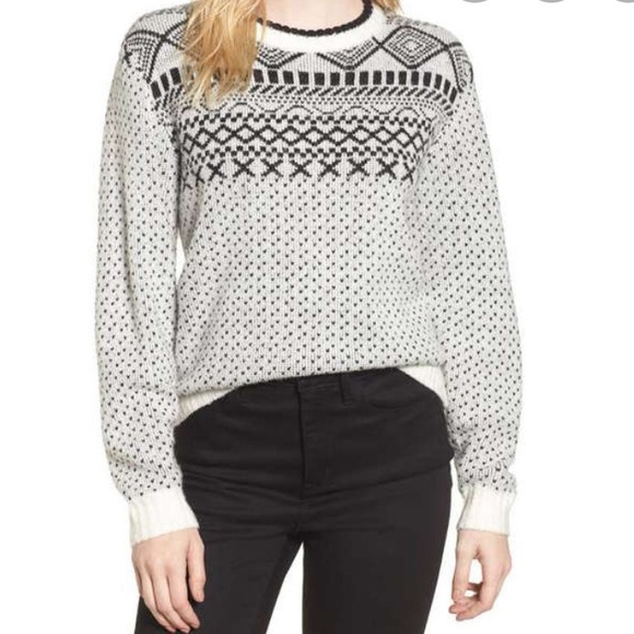 LOFT Sweaters - 🦚HP🦚 LOFT Cream Black Fair Isle Print Sweater